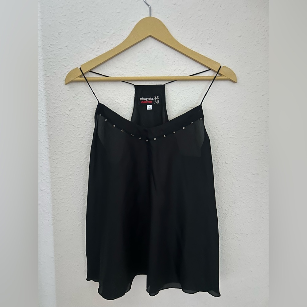 Johnny Was Silk Black Sleeveless Top